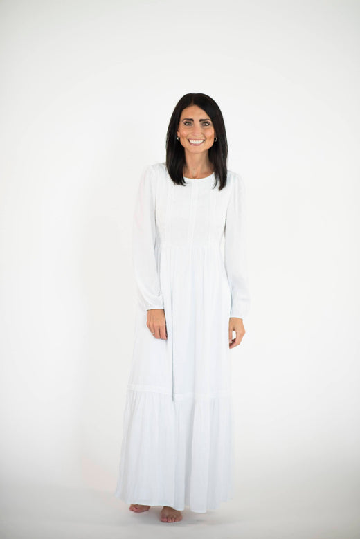 Maria Temple Dress — white LDS temple dress from Brooklyn Blush in Draper, Utah