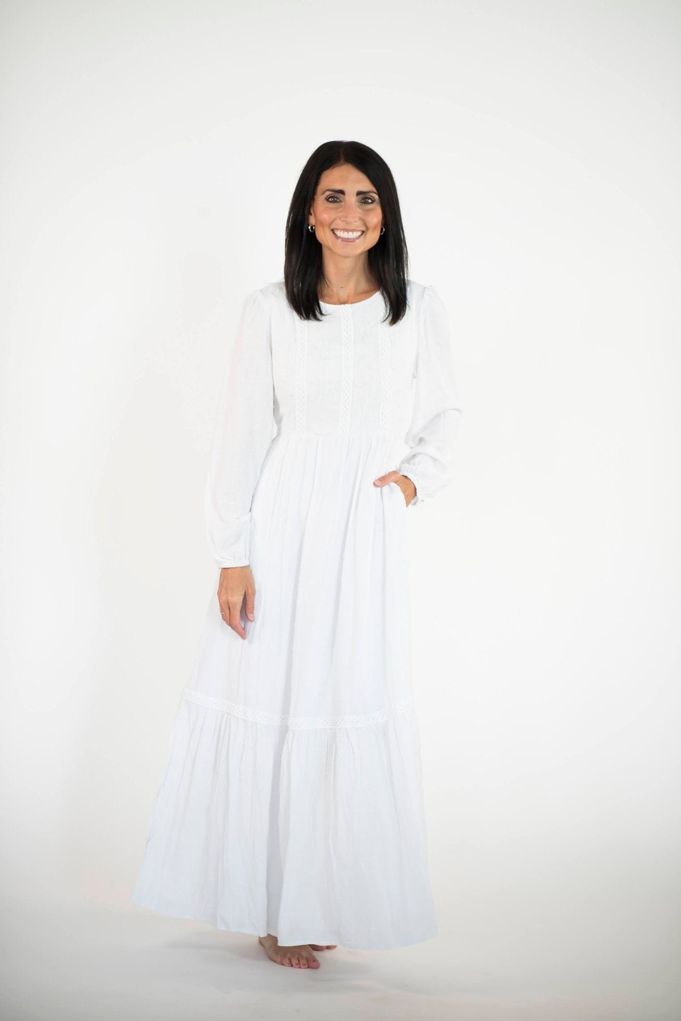 Maria Temple Dress — white LDS temple dress, view 3