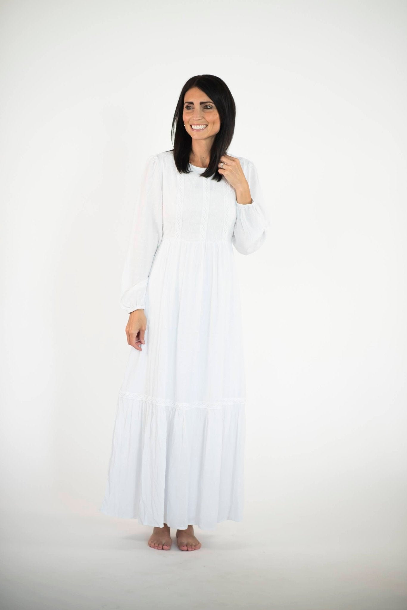 Maria Temple Dress — white LDS temple dress, view 4