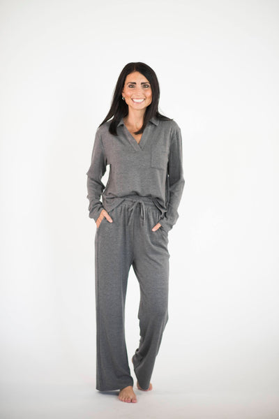 Shanda Ribbed Set in Charcoal