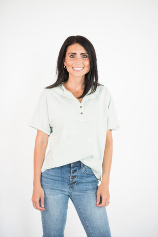 Wren Stripe Top in Ivory & Sage