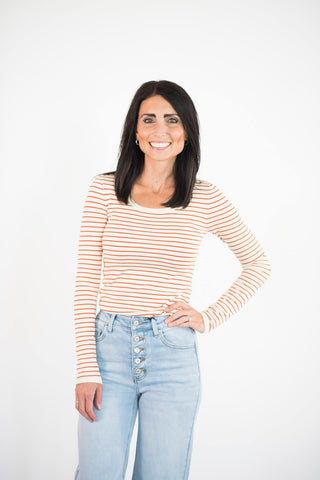 Bria Striped Sweater in Rust