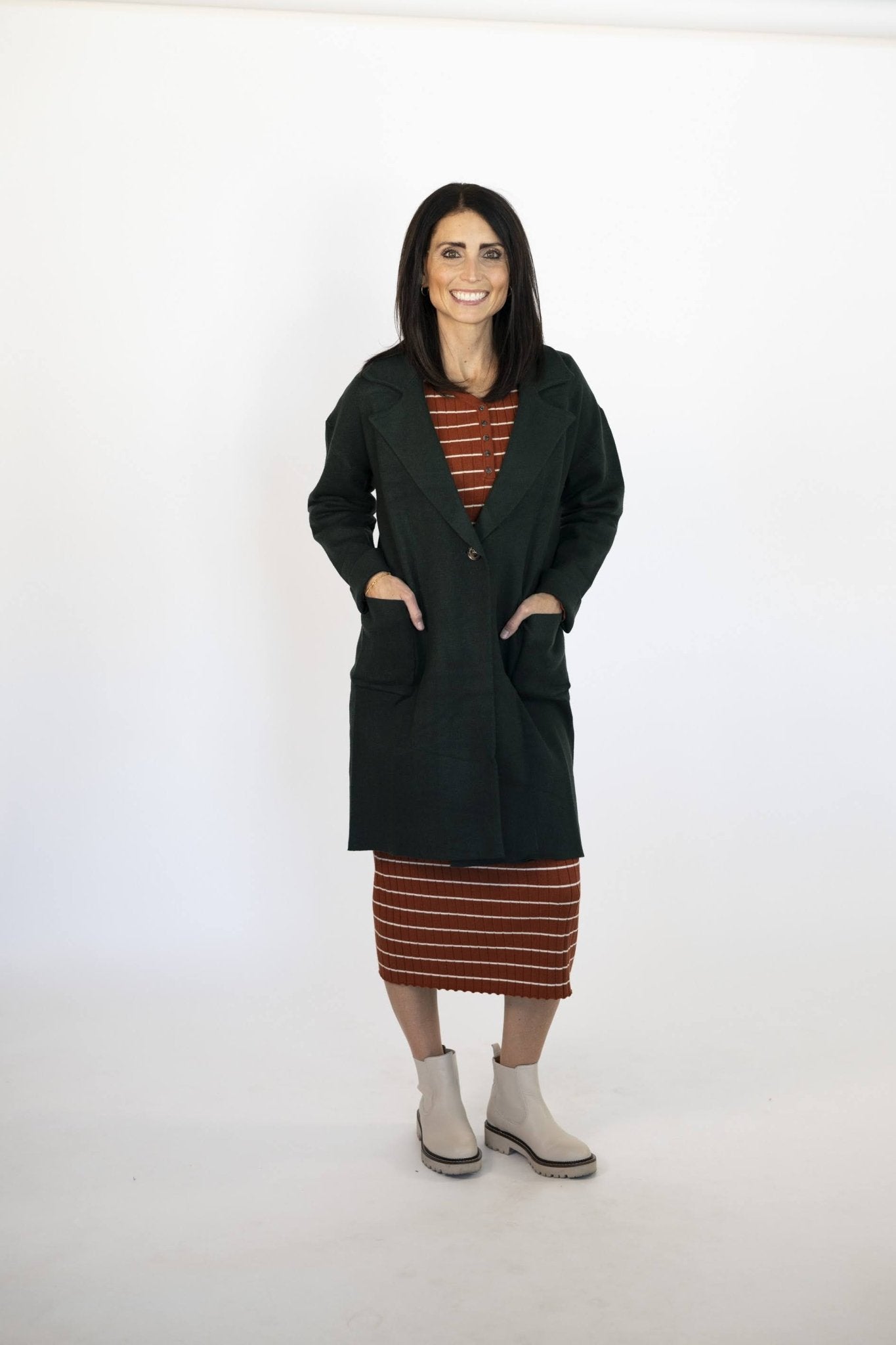 Vie Sweater Coat in Deep Green