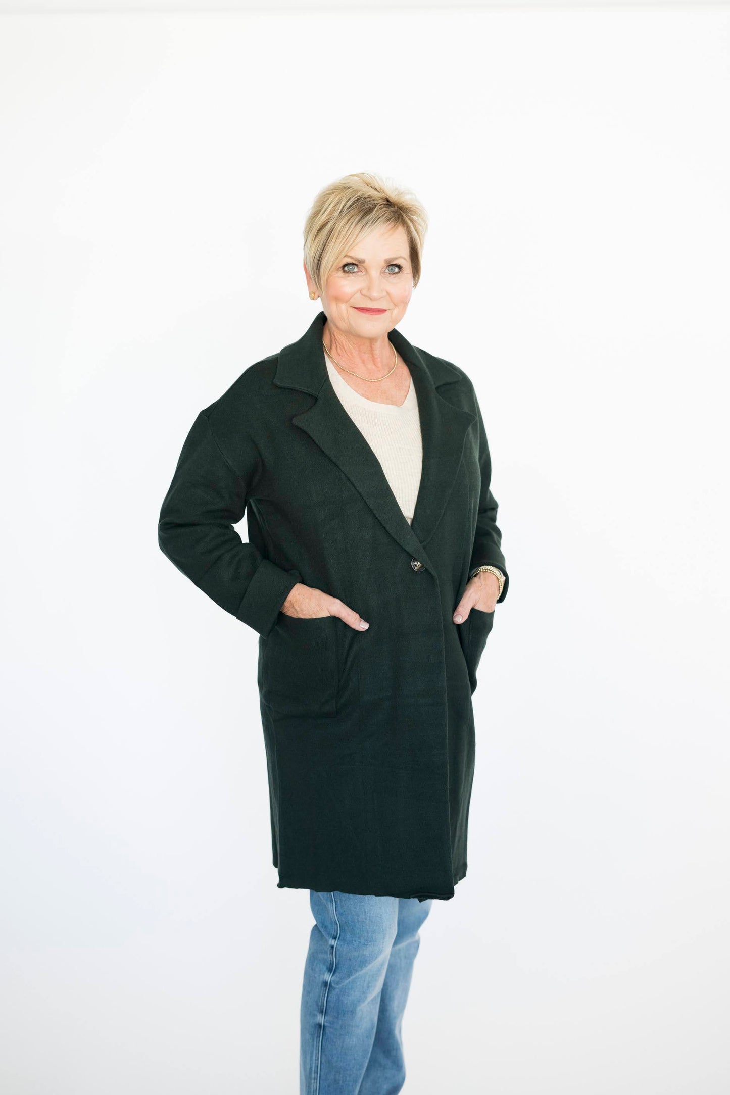 Vie Sweater Coat in Deep Green
