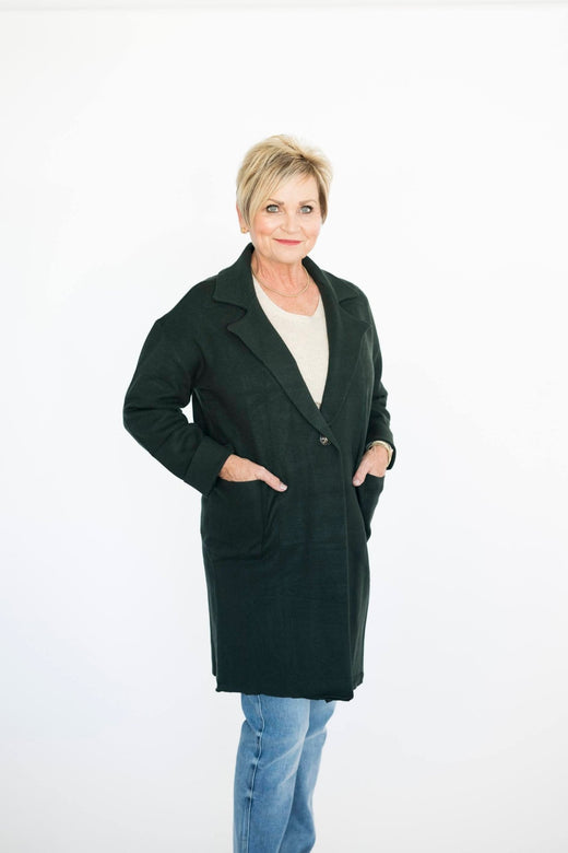 Vie Sweater Coat in Deep Green — Brooklyn Blush women's boutique, Draper Utah