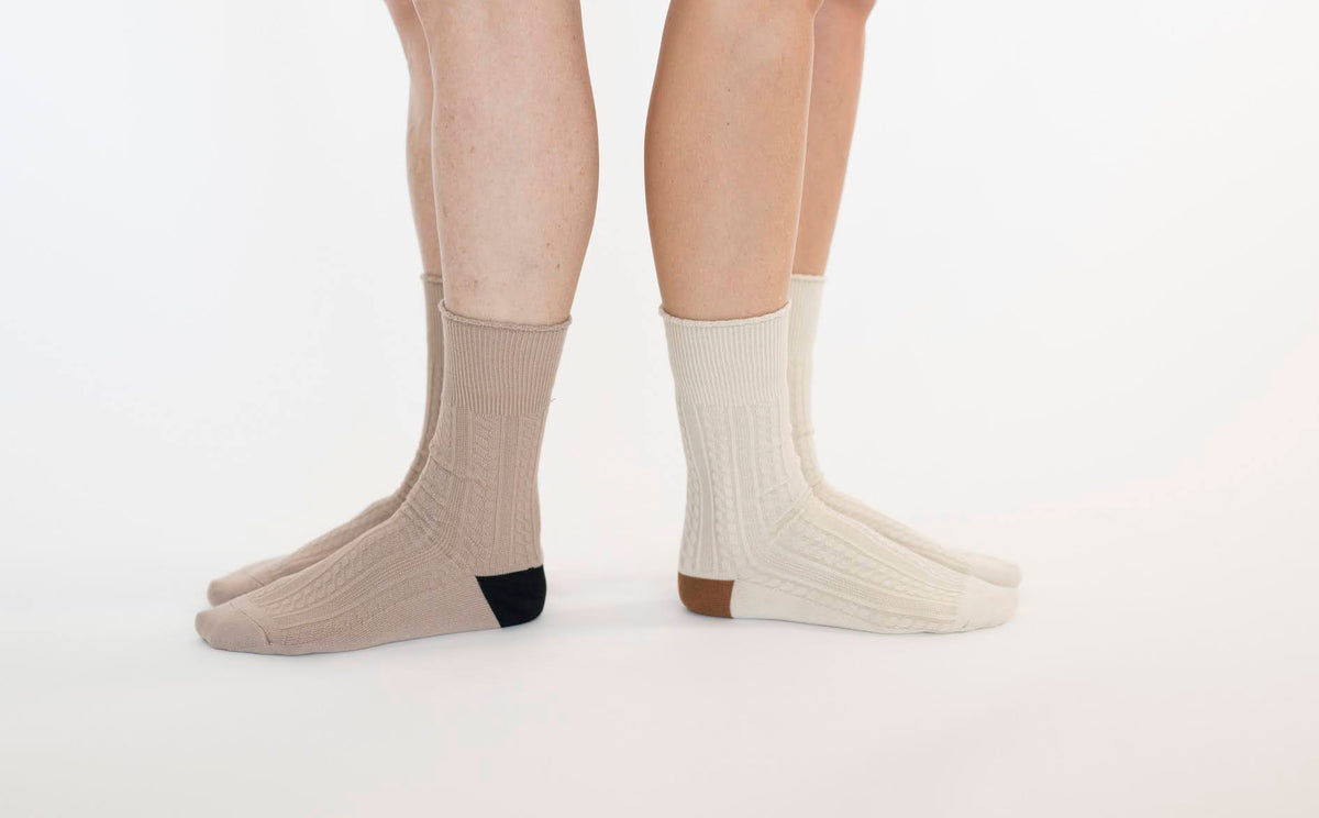 Scalloped Edge Socks in Taupe