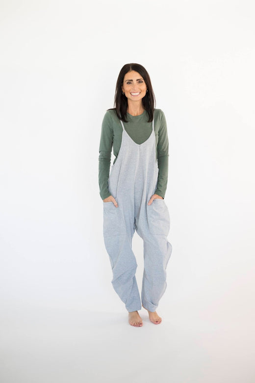 Gavin Jumpsuit in Grey — Brooklyn Blush women's boutique, Draper Utah