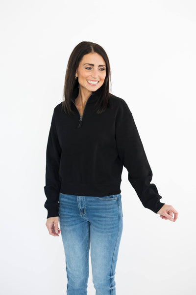 Kiki Zip Sweatshirt in Black