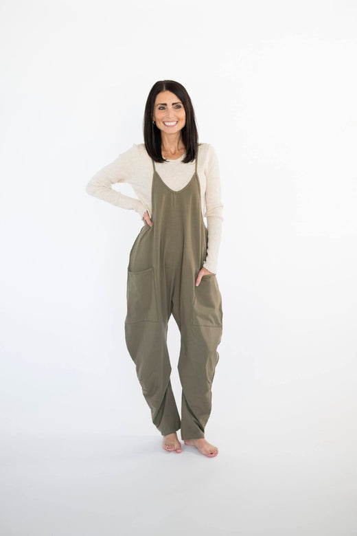 Gavin Jumpsuit in Olive — Brooklyn Blush women's boutique, Draper Utah