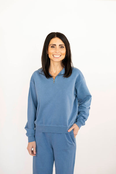 Liza Half Zip Sweatshirt in Blue