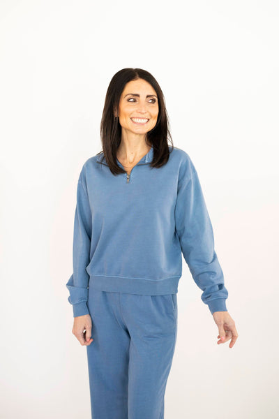 Liza Half Zip Sweatshirt in Blue