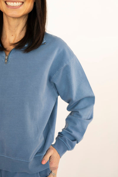 Liza Half Zip Sweatshirt in Blue