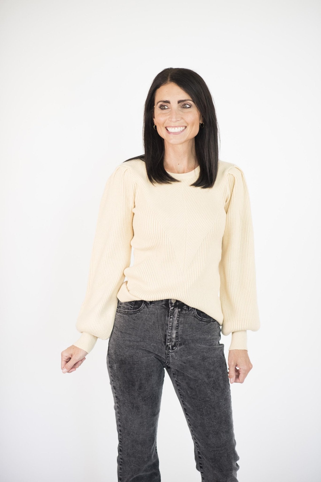 Selina Ribbed Sweater in Pale Yellow — Brooklyn Blush women's boutique, Draper Utah