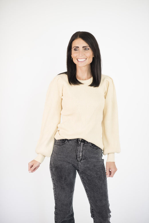Selina Ribbed Sweater in Pale Yellow — Brooklyn Blush women's boutique, Draper Utah