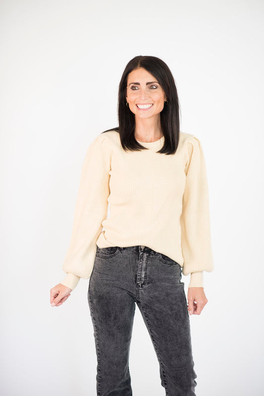 Selina Ribbed Sweater in Pale Yellow