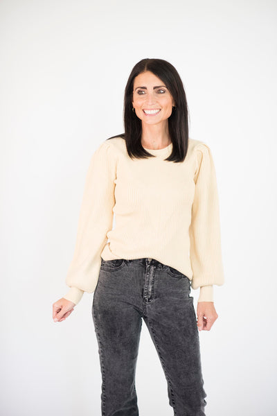 Selina Ribbed Sweater in Pale Yellow