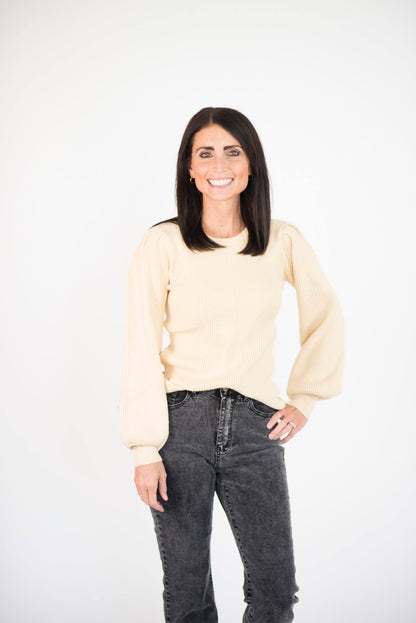 Selina Ribbed Sweater in Pale Yellow