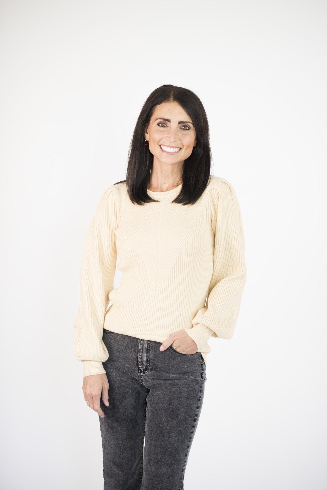 Selina Ribbed Sweater in Pale Yellow