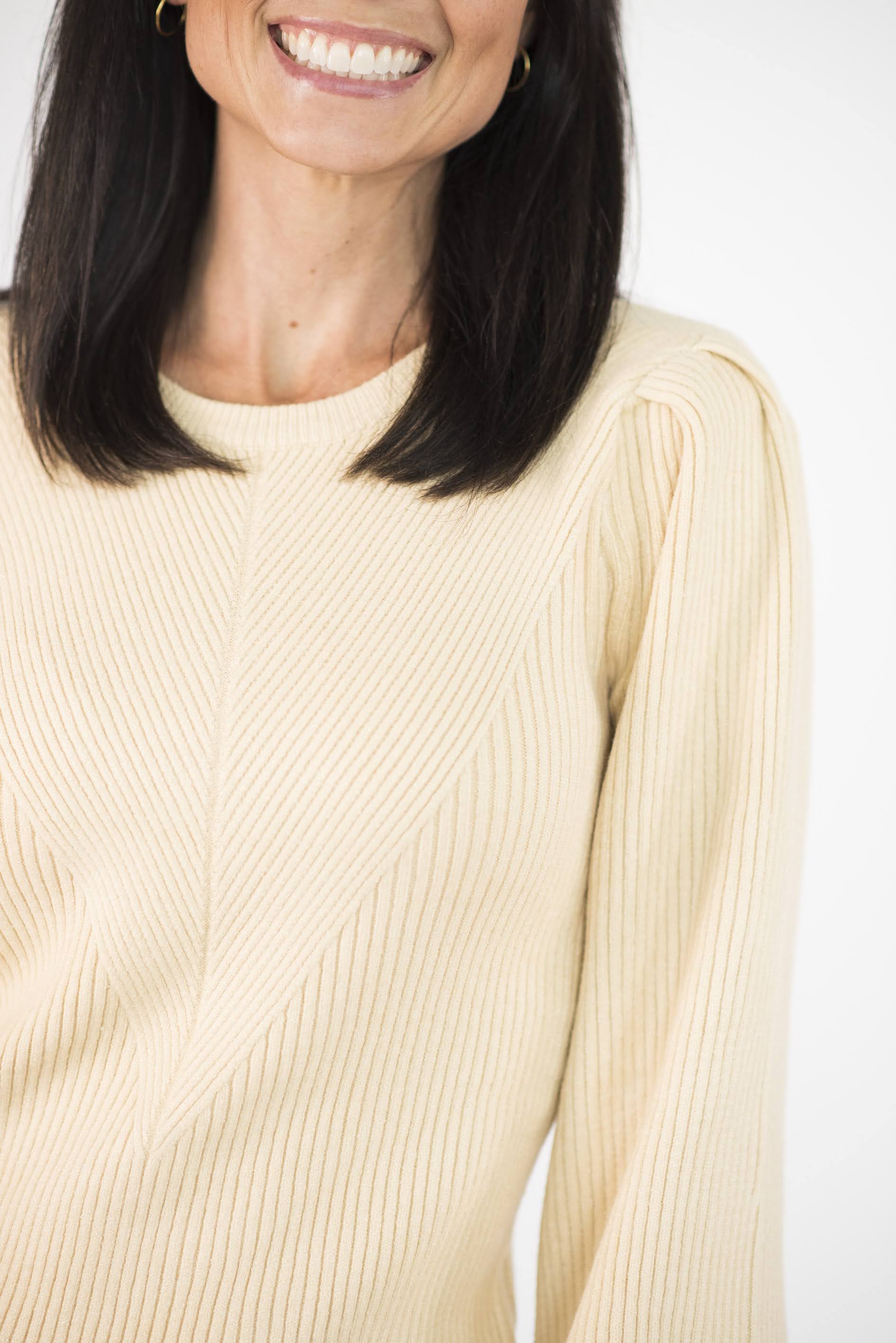 Selina Ribbed Sweater in Pale Yellow