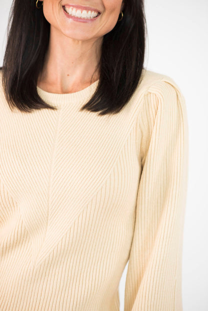 Selina Ribbed Sweater in Pale Yellow