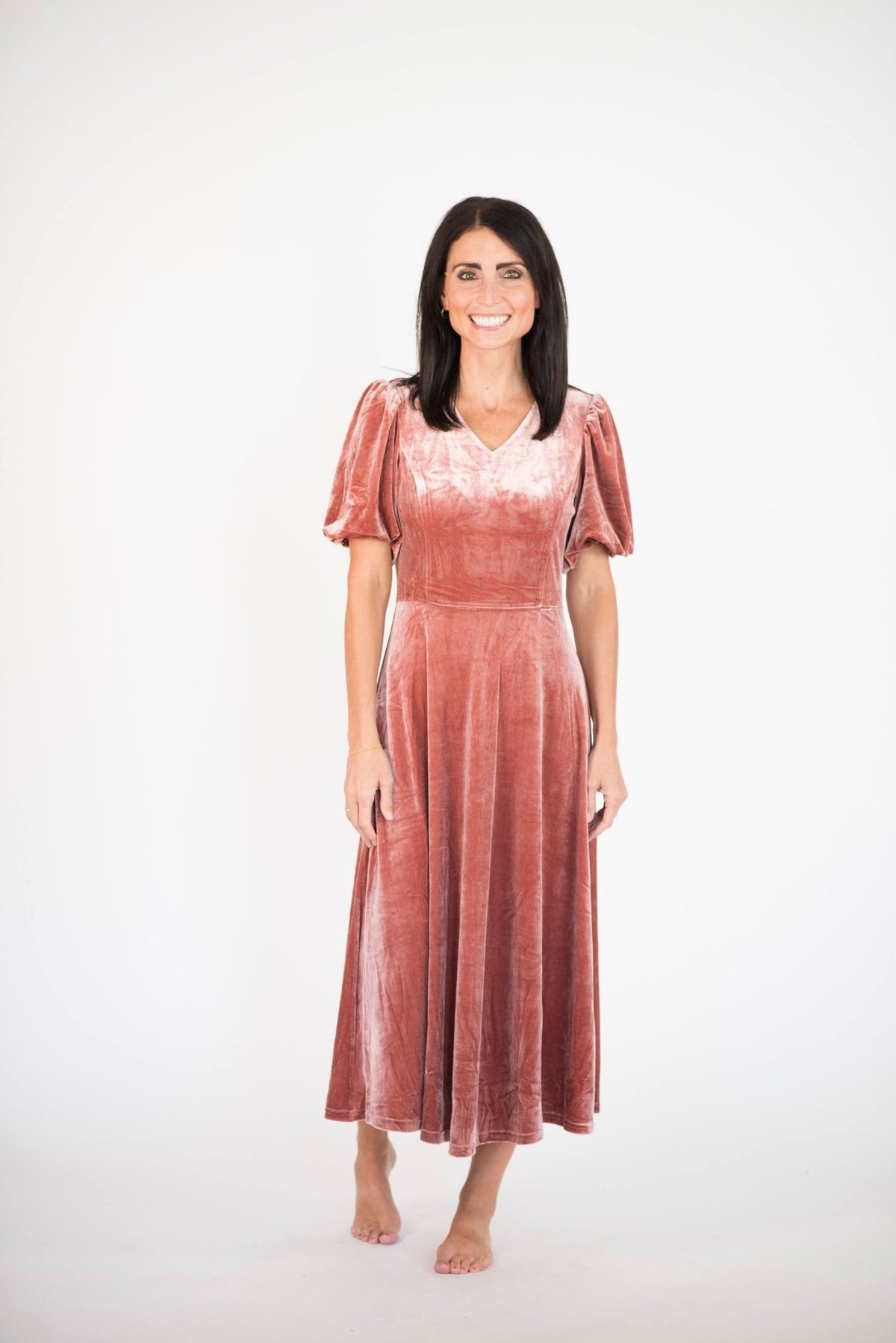 Brinklie Velvet Dress in Blush