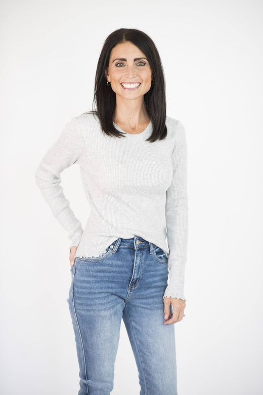 Erika Sweater in Grey — Brooklyn Blush women's boutique, Draper Utah