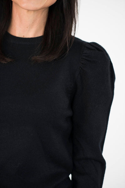 Averie Puff Sleeve Sweater in Black
