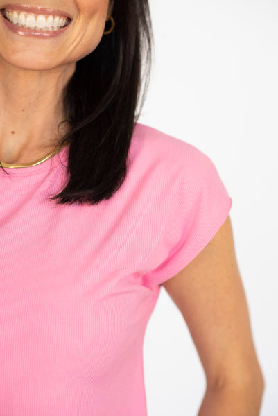 Mia Ribbed Top in Pink