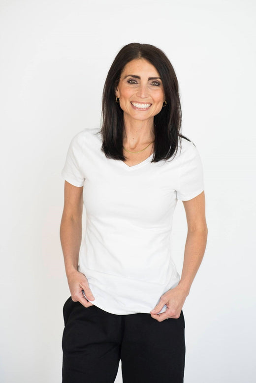 Terra V Neck Tee in White — Brooklyn Blush women's boutique, Draper Utah