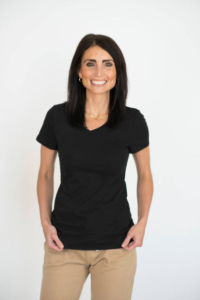 Terra V Neck Tee in Black