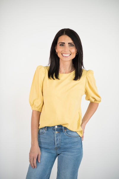 Carol Puff Sleeve Top in Yellow