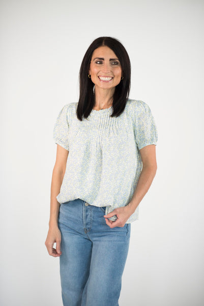 Elena Floral Blouse in White
