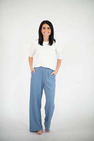 Santana Linen Pants in Blue