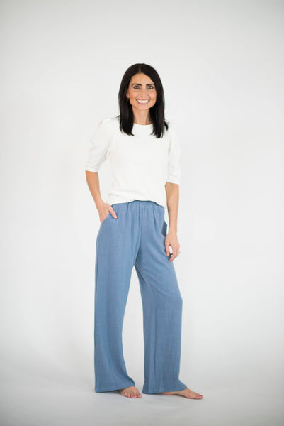 Santana Linen Pants in Blue