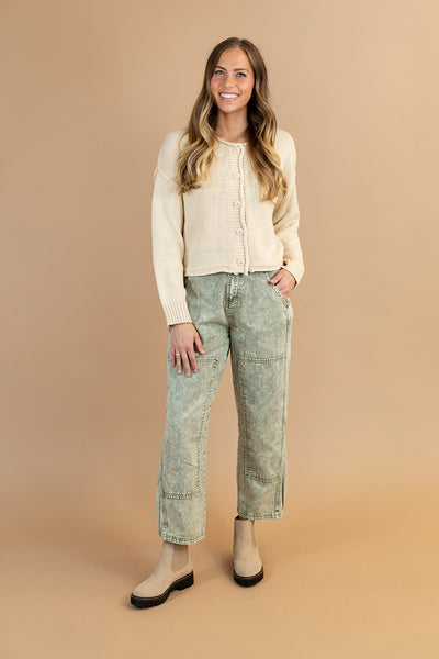 Jayne Barrel Jeans in Olive