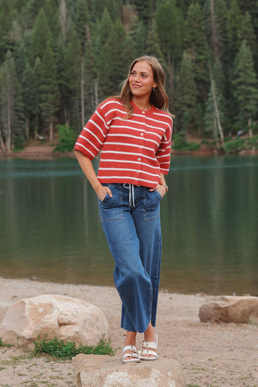 Alix Cardigan in Red — Brooklyn Blush women's boutique, Draper Utah