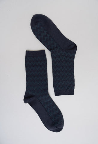 Zig Zag Socks in Navy