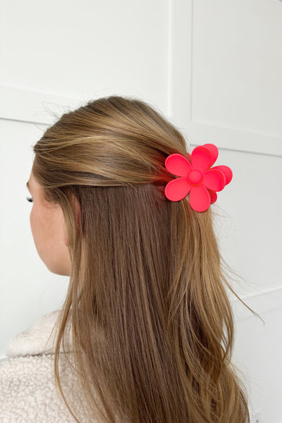 Large Neon Flower Claw Clip