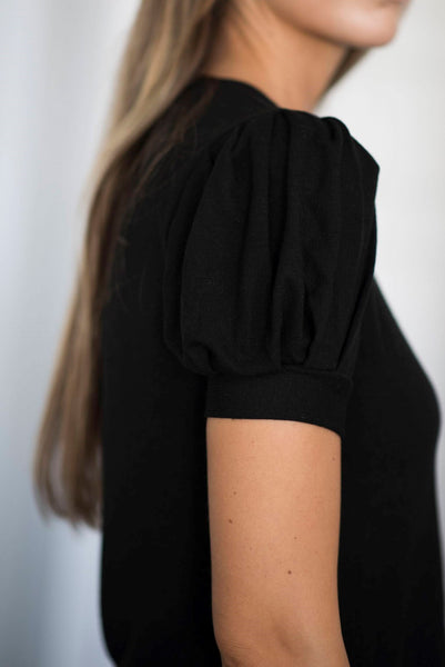 Klarisa Puff Sleeve Top in Black