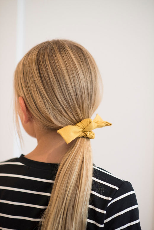 Yellow Linen Bow Scrunchie — Brooklyn Blush, Draper Utah