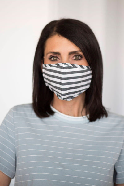 Women's Non-Medical Stripe Mask in Black