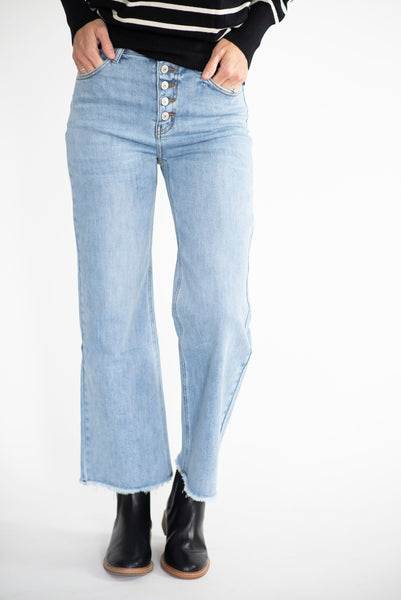 Rhea High Rise Cropped Jeans in Light Denim
