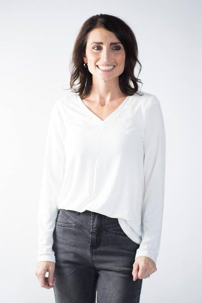 Becca V Neck Long Sleeve in Ivory