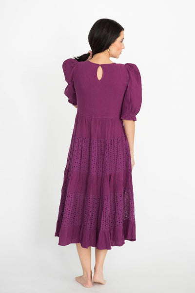 Becky Eyelet Dress in Purple