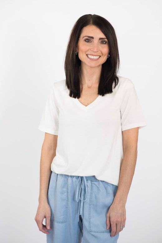 Becca V Neck Top in Ivory — Brooklyn Blush women's boutique, Draper Utah