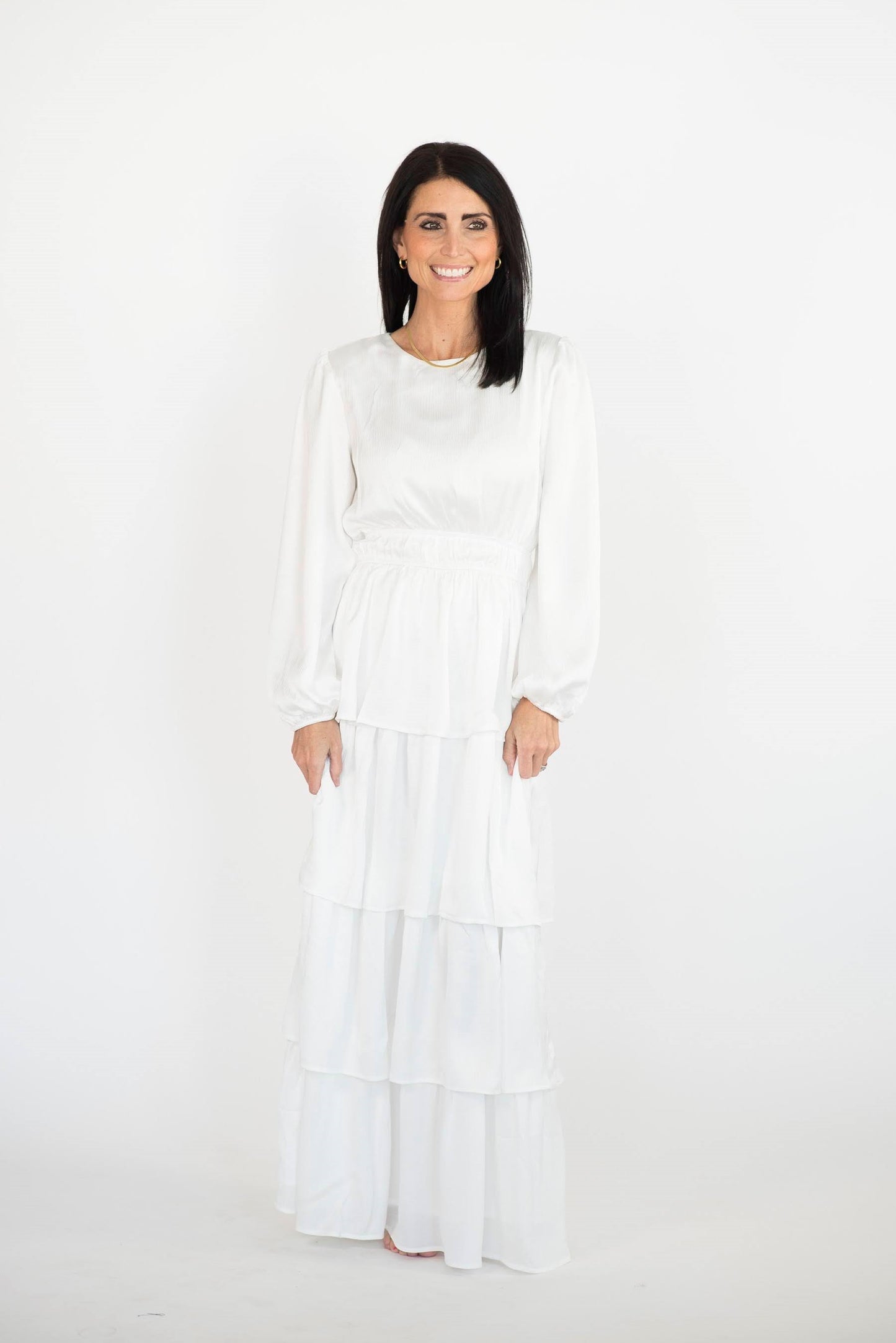 Kacey Tiered Satin Temple Dress