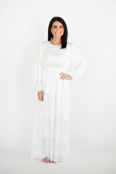 Kacey Tiered Satin Temple Dress
