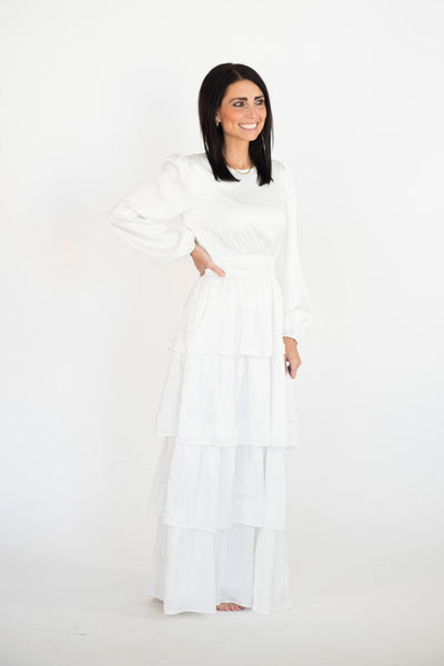 Kacey Tiered Satin Temple Dress