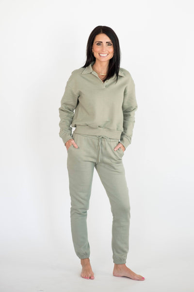 Monet Set with Collared Top in Sage