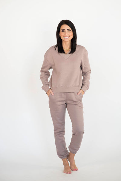 Monet Set with V Neck Top in Mocha